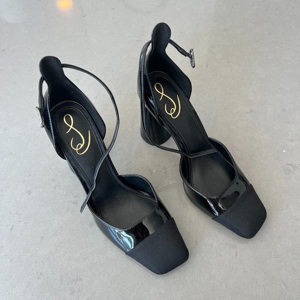 Sam Edelman, Size 7.5, Women's Two-Toned, Closed Toe Block Black Heel